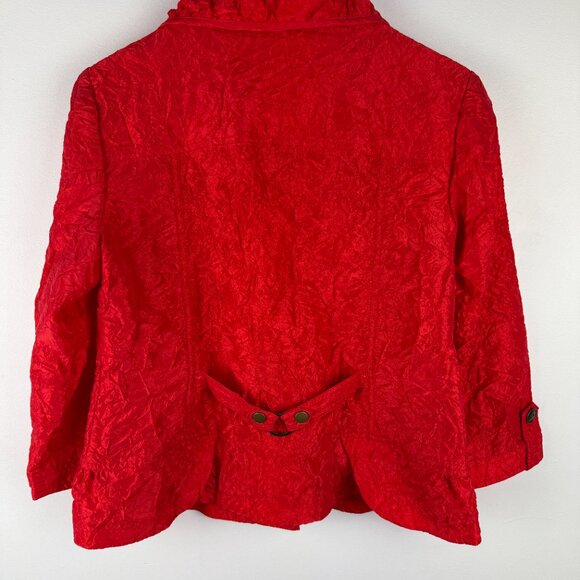 Chico's Crinkle Sheen red jacket NWOT, vintage blazer, US Size 4 - Picture 9 of 15